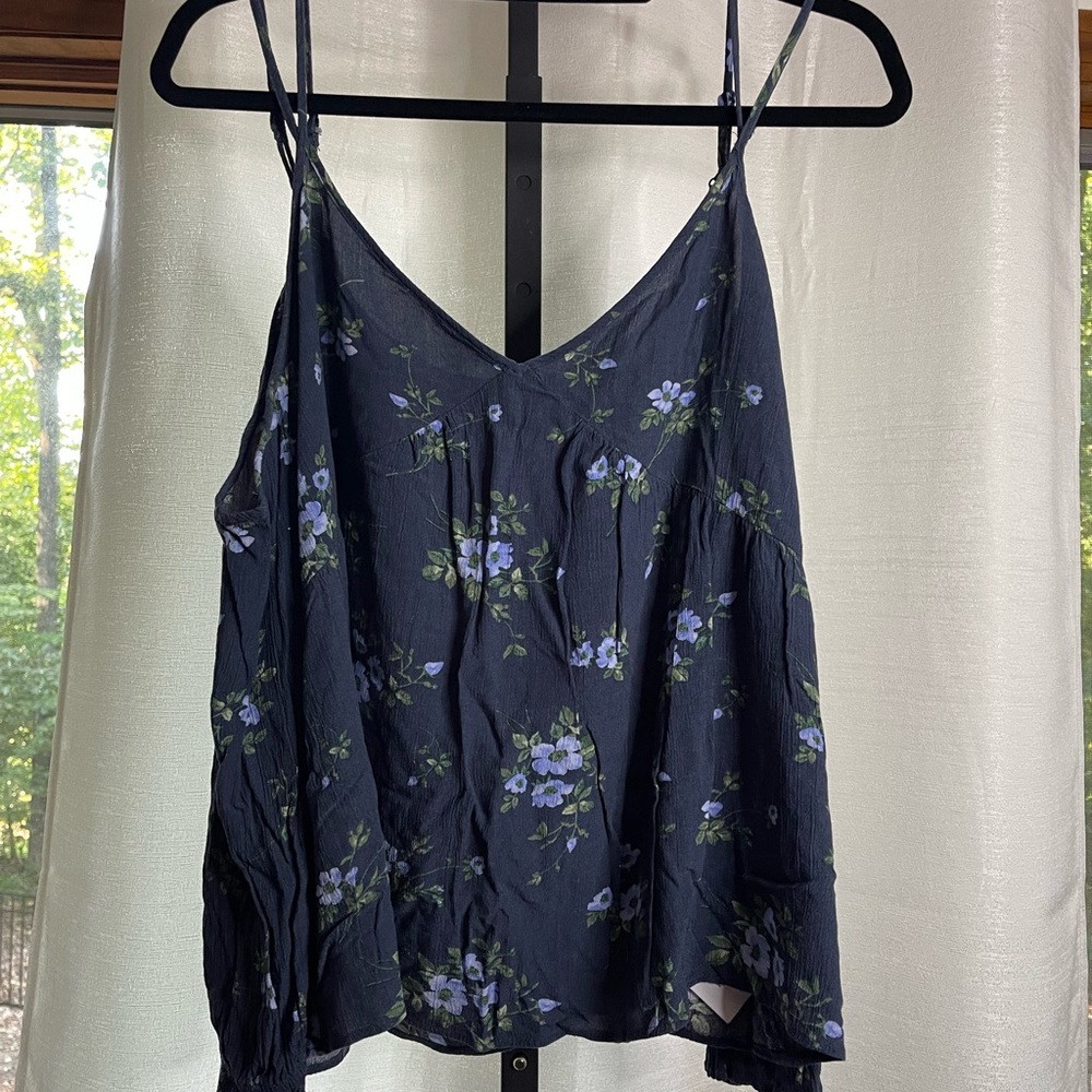 American Eagle Outfitters Navy Floral Cold shoulder Cami